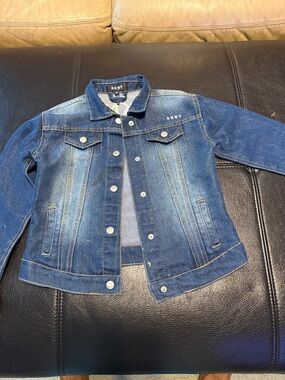 DNKY Embroidered Girls Blue Faded Denim Jacket